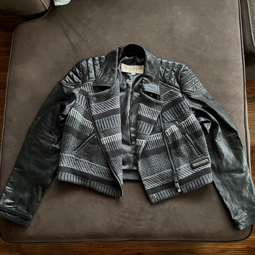 Burberry Brit moto leather two toned jacket